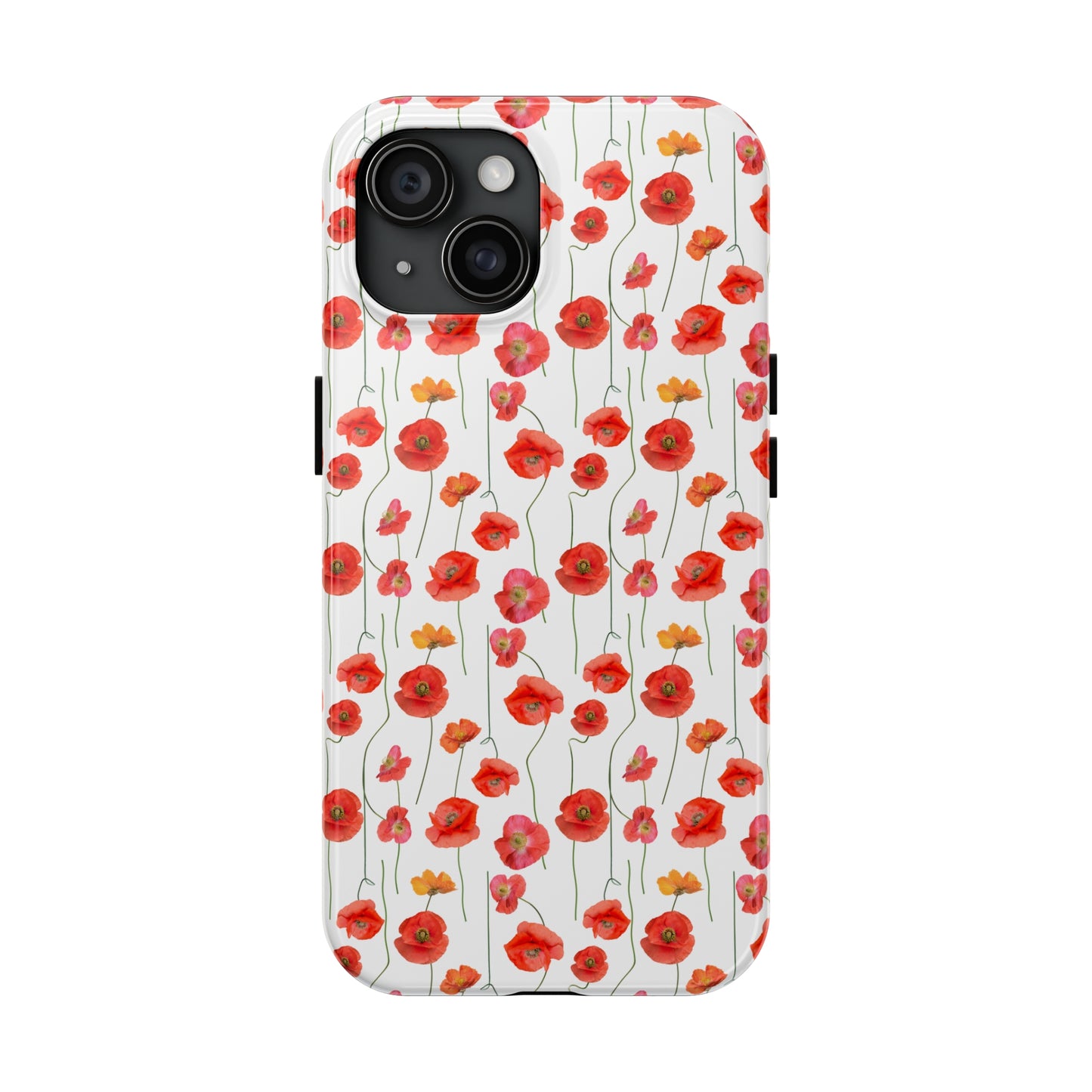 Vivid Elegance: Bright Red Poppies on a White Background Iphone Tough Phone Case