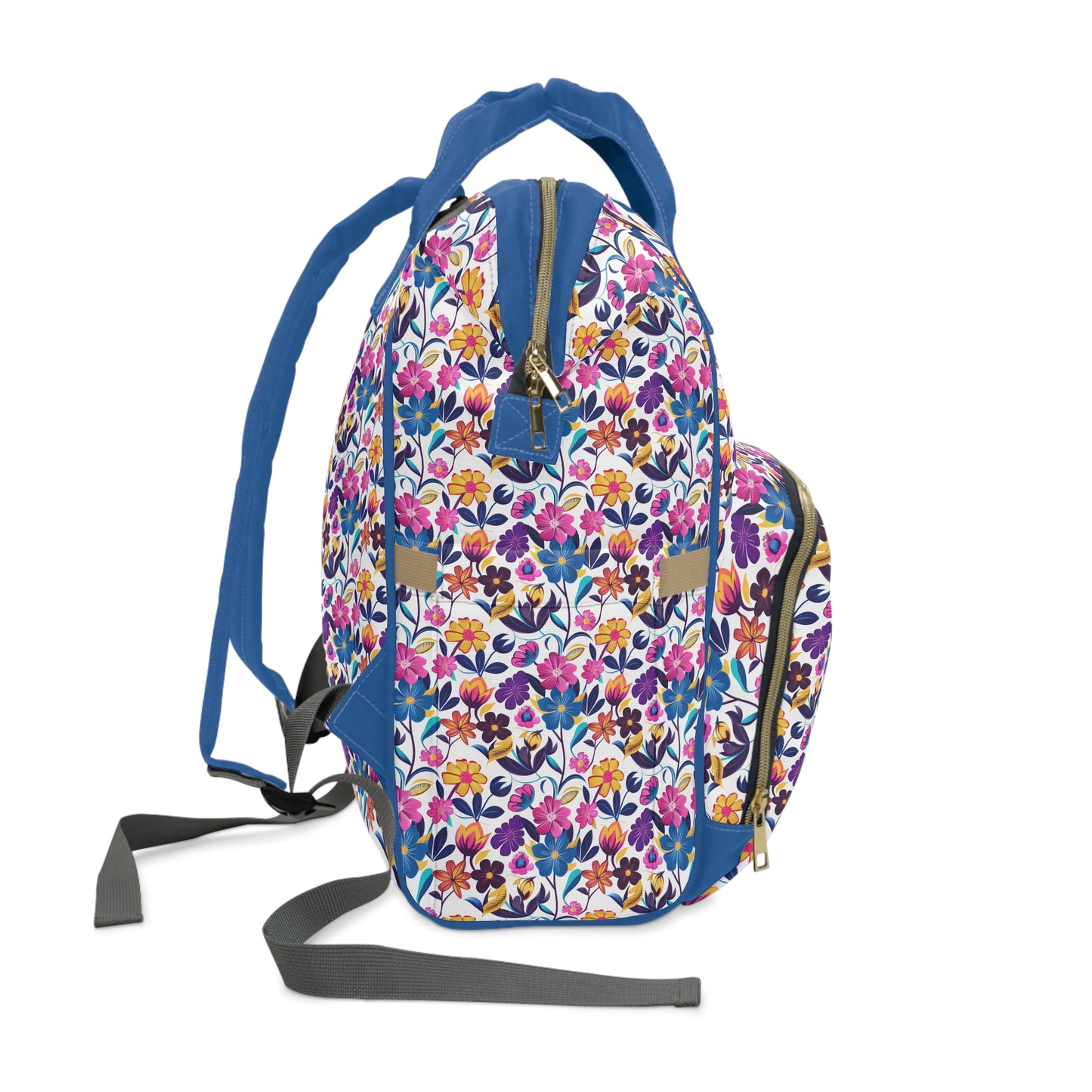 Floral Fiesta Vibrant Multicolor Flower Pattern Multifunctional Diaper Backpack