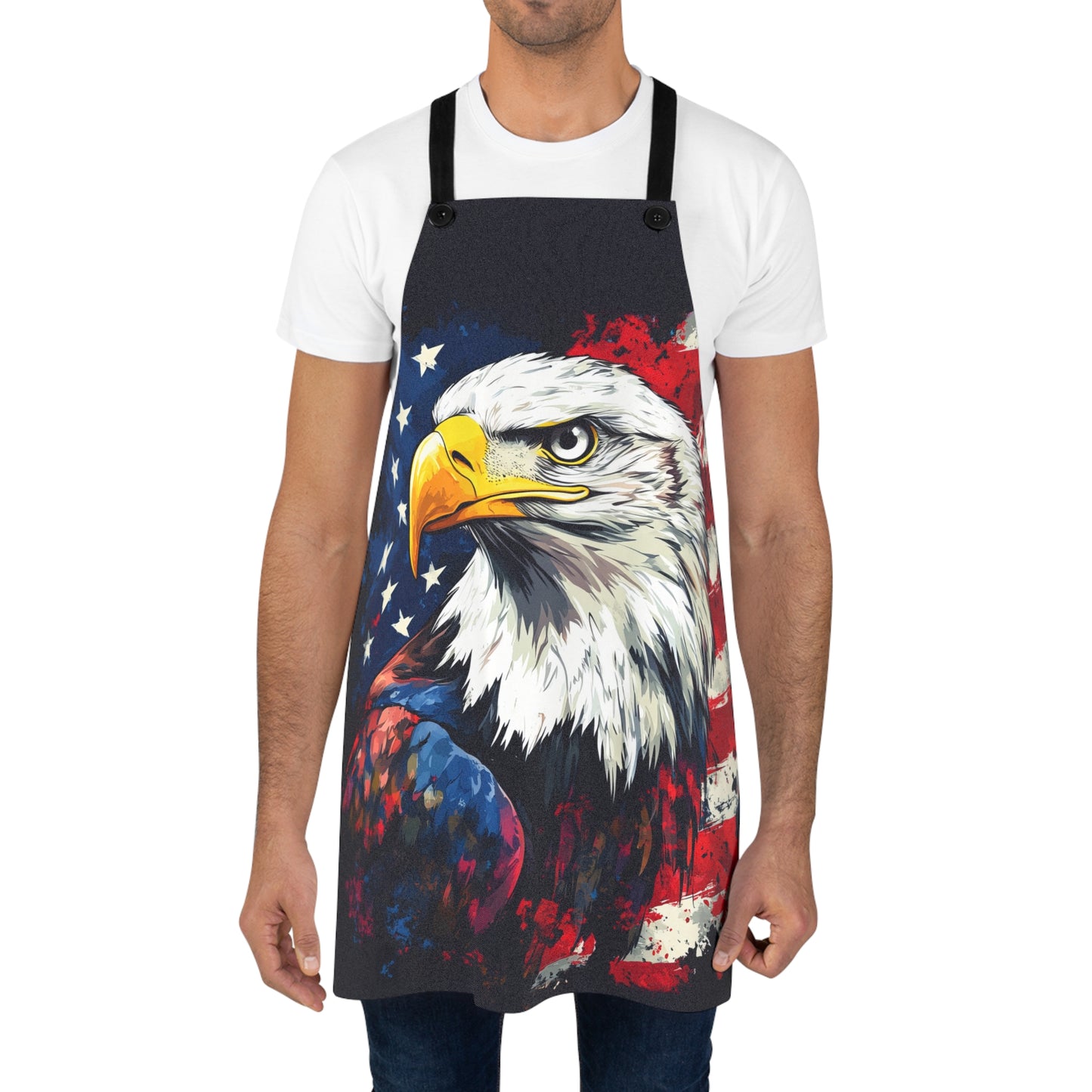 Majestic Eagle American Against a Vivid Flag Backdrop Kitchen Chef Apron