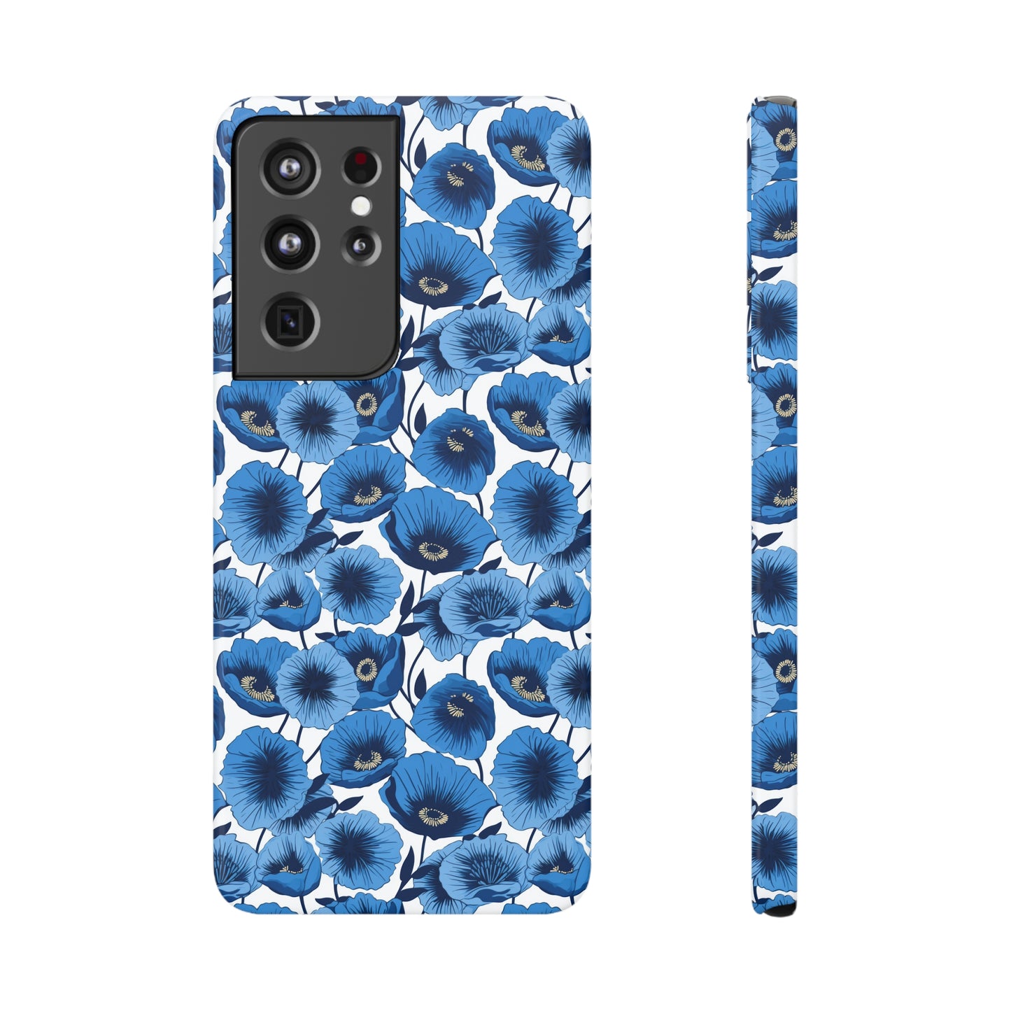 Vivid Blooms Bright Blue Poppies Design Samsung Slim Cases