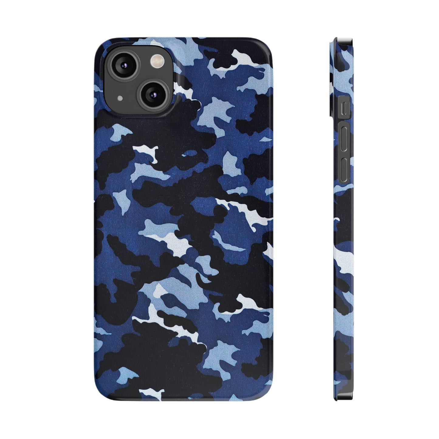 Deep Sea Concealment: Navy Blue Camouflage Iphone 15-12 Slim Phone Case