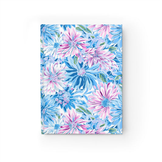 Pastel Blossom Symphony: Spring Flowers in Soft Pink and Blue Hues Hardcover Ruled Line Journal