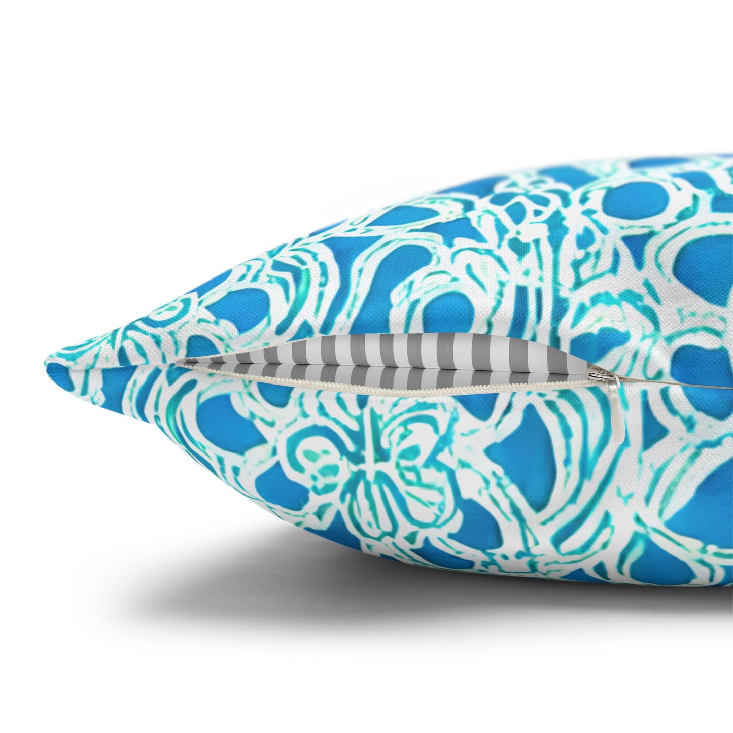 Luminous Swirls: Abstract Watercolor Floral Patterns in Lime Green and Blue Spun Polyester Square Pillowcase 4 Sizes