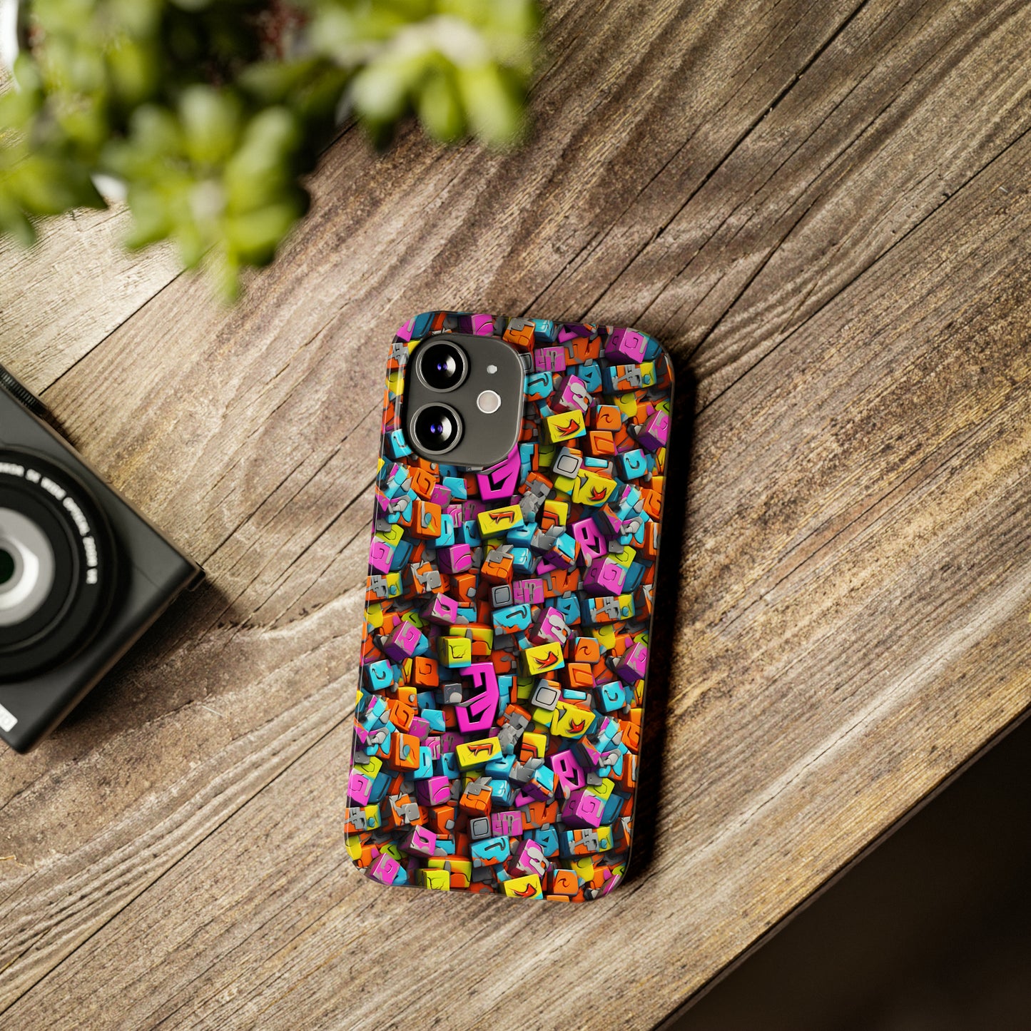 3D Abstract Colorful Block Design Iphone 15-12 Slim Phone Case