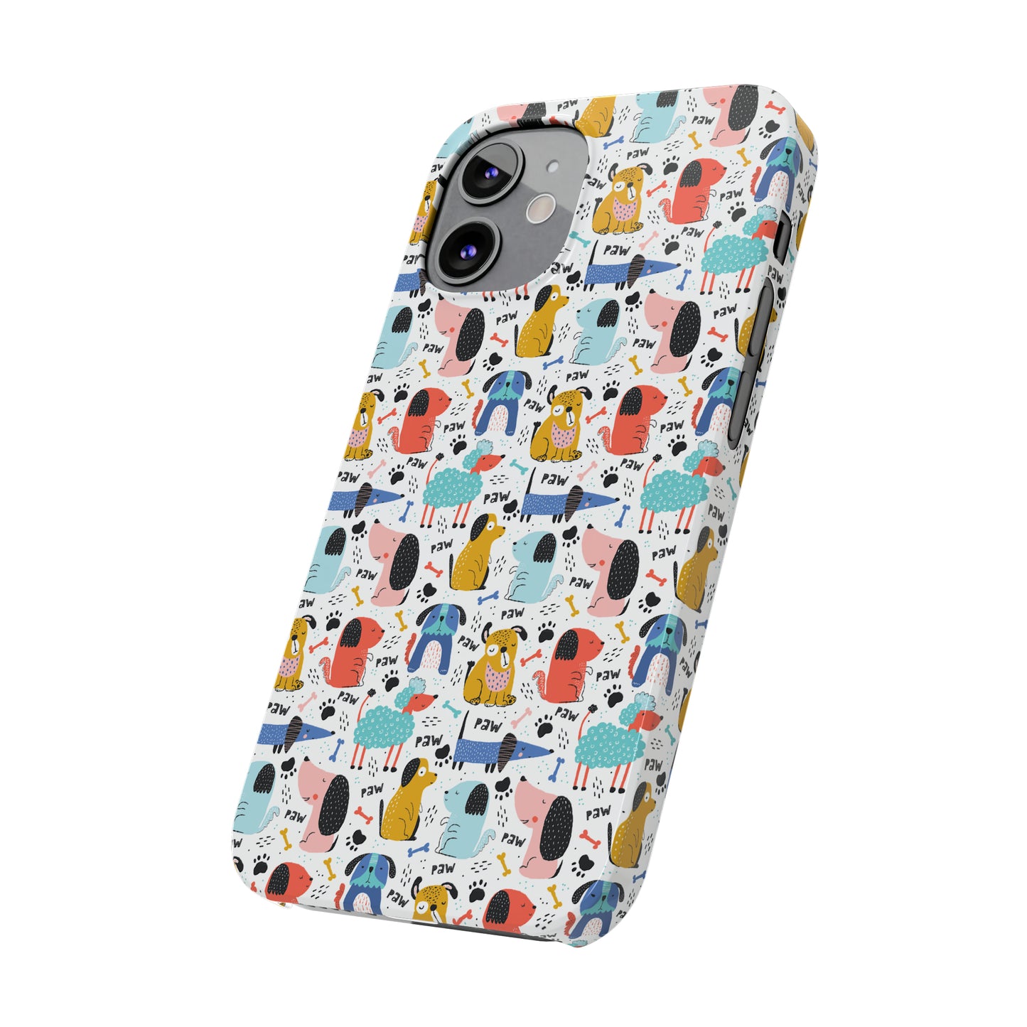 Playful Pups: Colorful Cartoon Dogs Iphone 15-12 Slim Phone Case