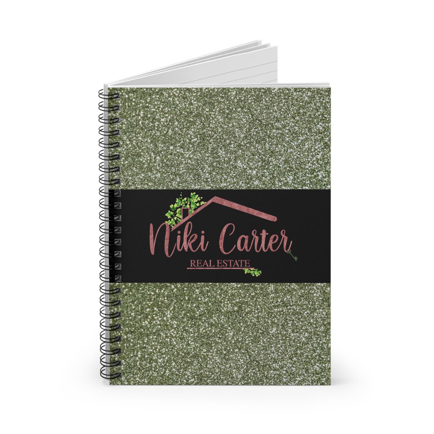 Niki Carter Logo in Blush Sparkle  - Spiral Notebook Ruled Line 6"x8"