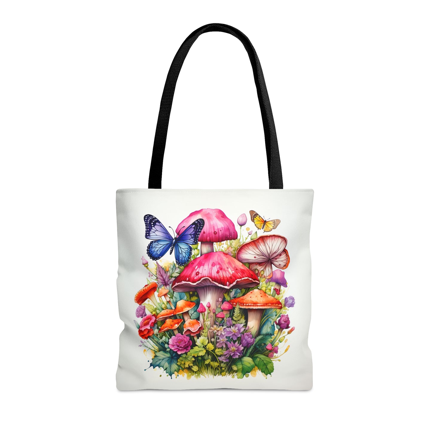 Magical Mushroom Oasis Where Flowers Bloom Amongst Butterflies  - Canvas Tote 3 Sizes