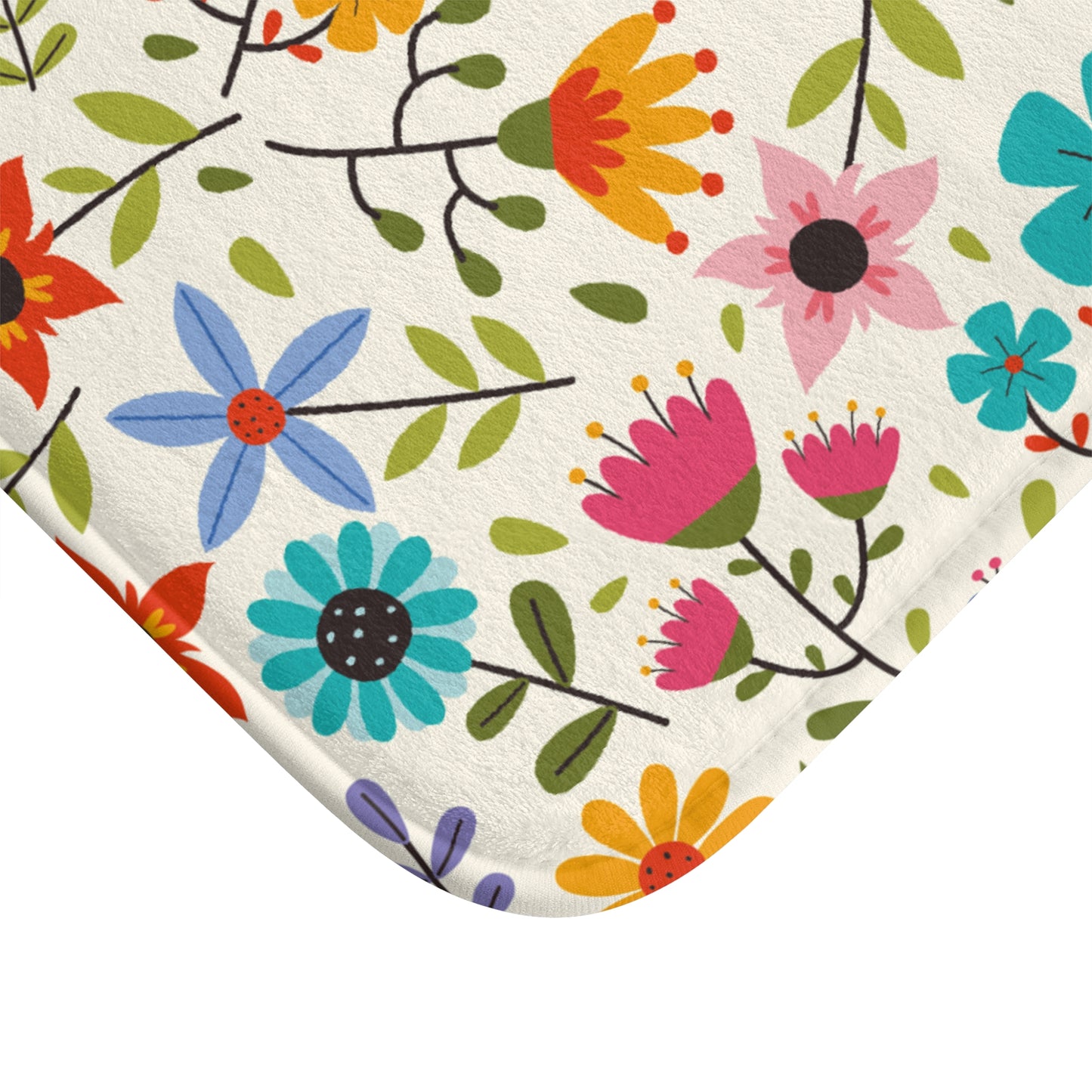 Bright Colored Springtime Flowers  - Bathroom Non-Slip Mat 2 Sizes