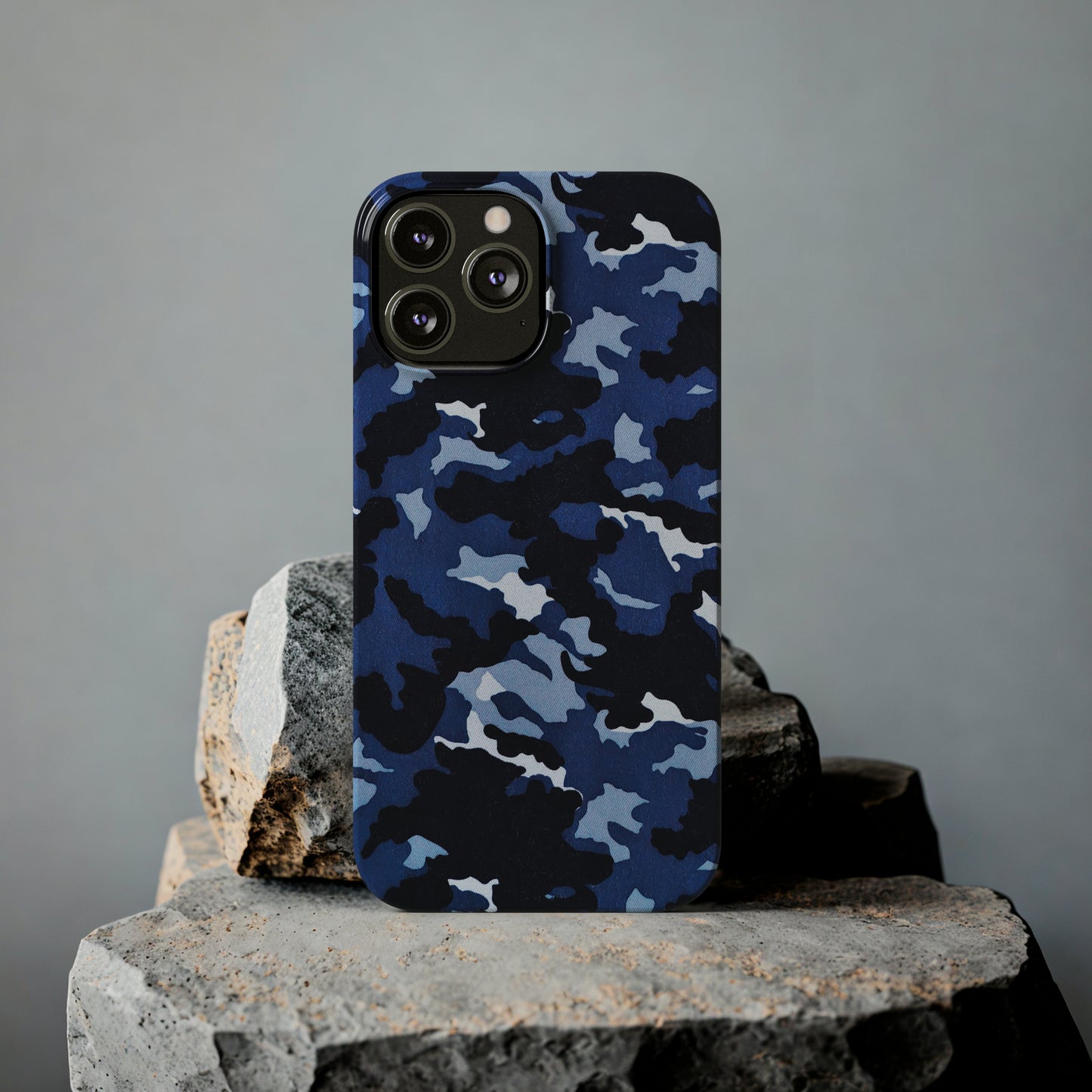 Deep Sea Concealment: Navy Blue Camouflage Iphone 15-12 Slim Phone Case