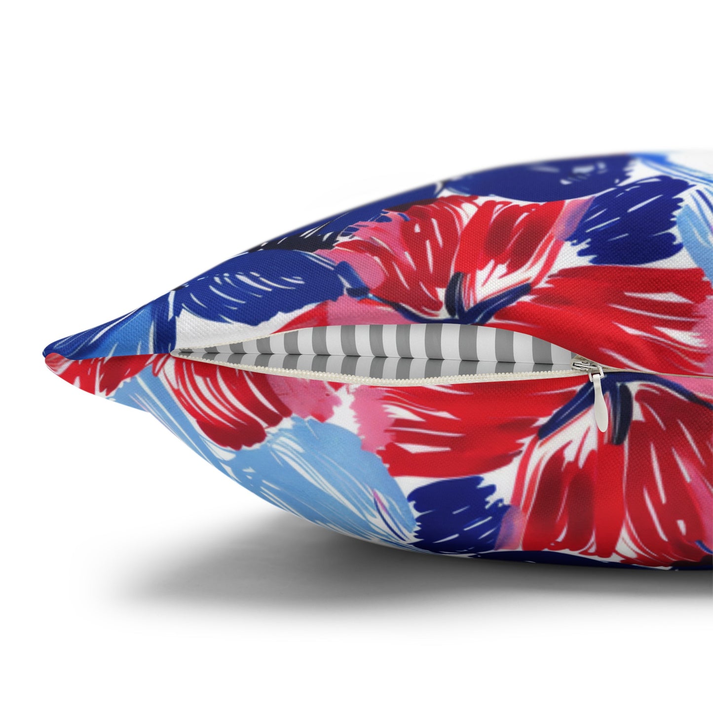 Americana Blooms: Large Watercolor Flowers in Red, White, and Blue Spun Polyester Square Pillowcase 4 Sizes