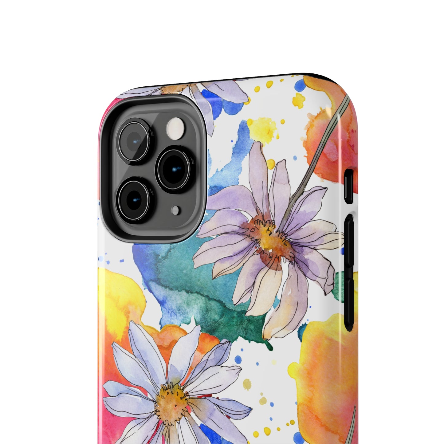 Large Colorful Watercolor Daisy Design Iphone Tough Phone Case