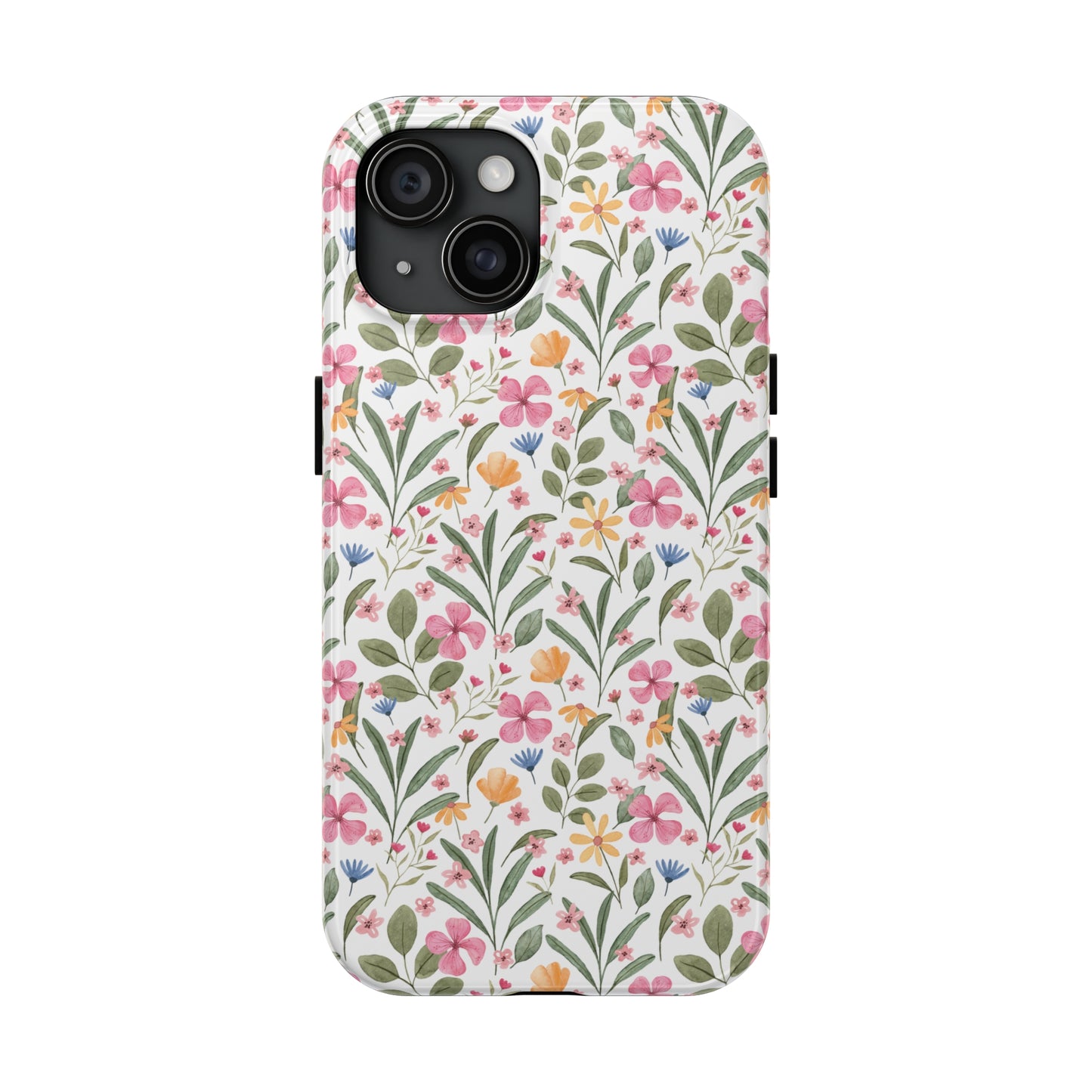 Pink Watercolor Spring Flowers Iphone Tough Phone Case