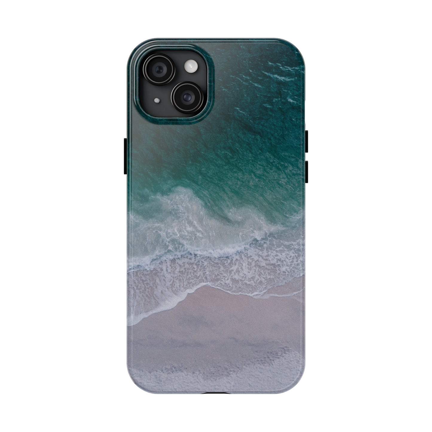 Ocean's Embrace: Deep Green Waters with White Waves Crashing onto the Beach Design Iphone Tough Phone Case