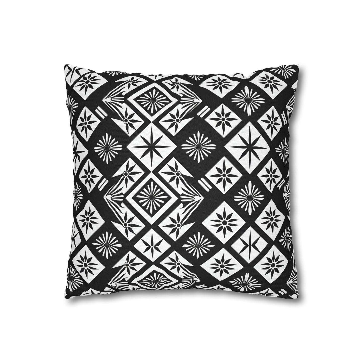 Monochrome Thai Dreamscape: Abstract Chevre Artistry Spun Polyester Square Pillowcase 4 Sizes