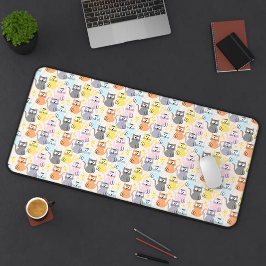 Adorable Cartoon Kitties: Pastel-Colored and Overflowing with Cuteness  - Desk Mat Extended Gaming Mouse Pad 3 Sizes