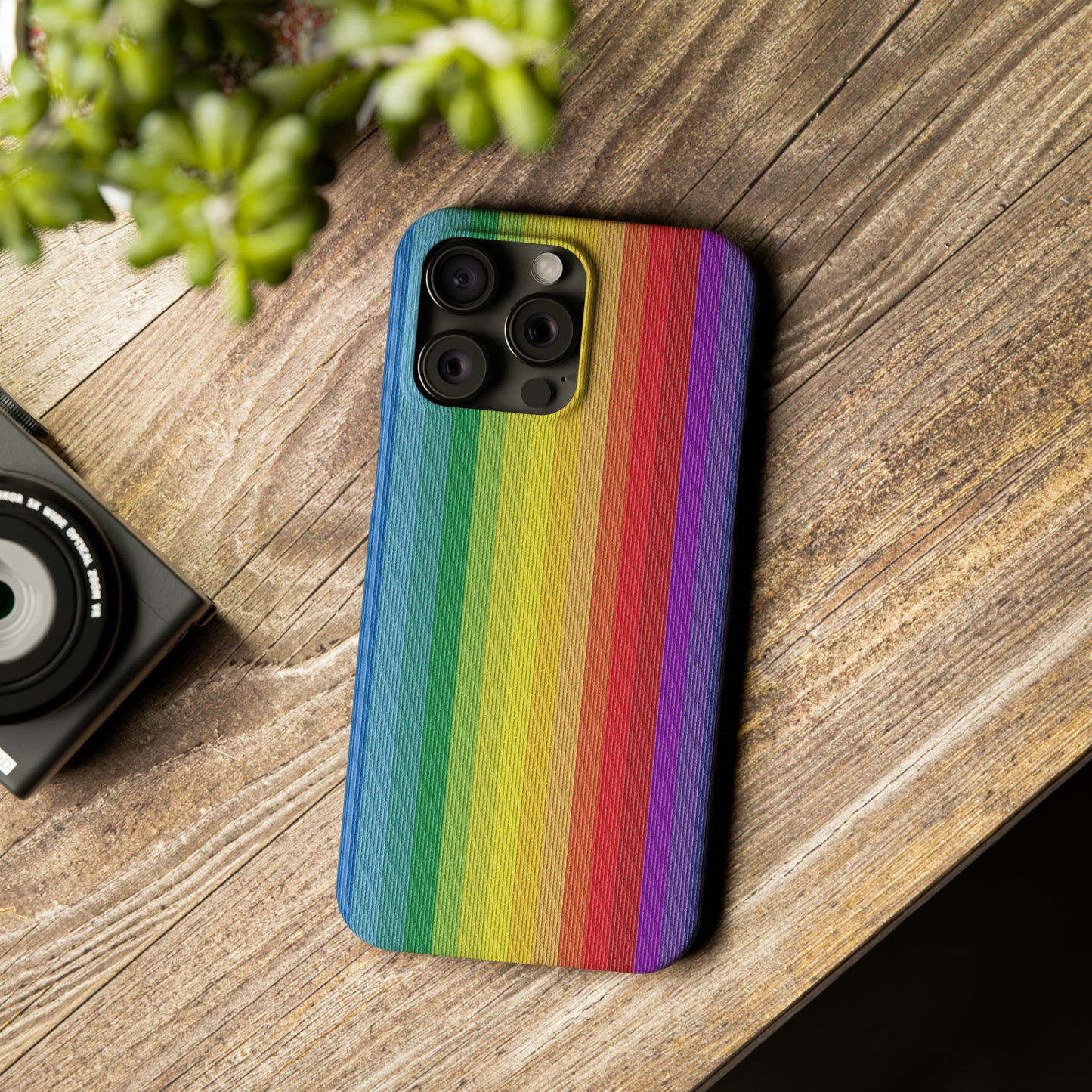 Rainbow Stripe Design Iphone 15-12 Slim Phone Case