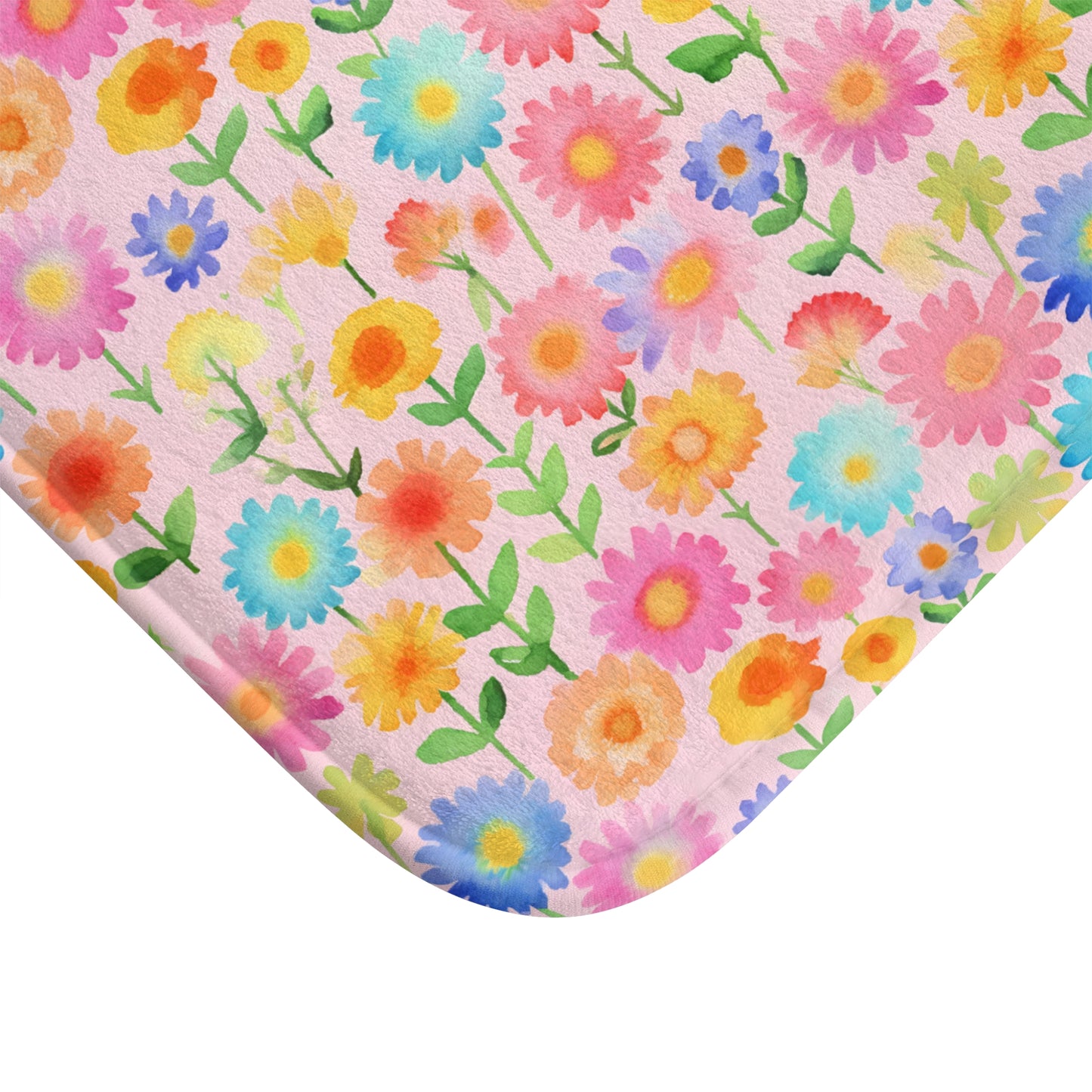 Lively Watercolor Blooms: Vibrant Tiny Flowers Bursting with Color Design  - Bathroom Non-Slip Mat 2 Sizes