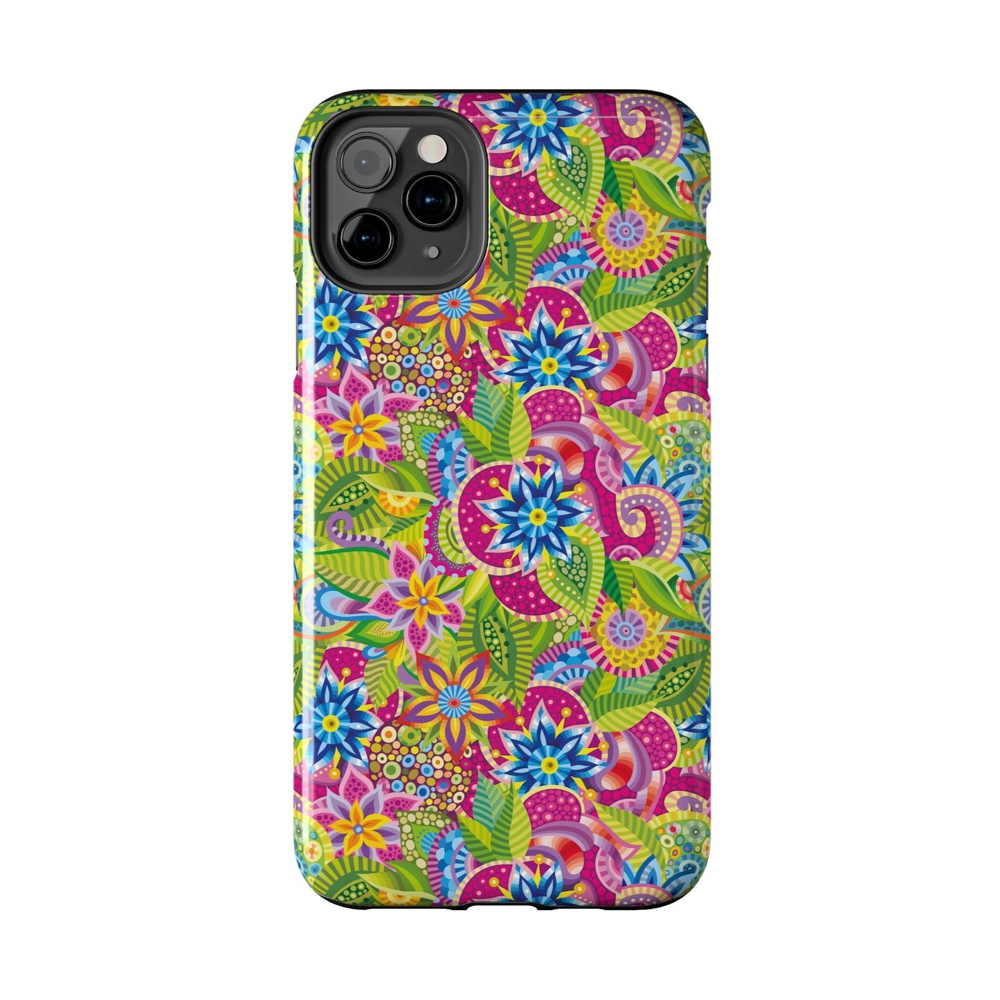 Vibrant Array of Abstract Flowers and Paisley in Rainbow Hues Iphone Tough Phone Case