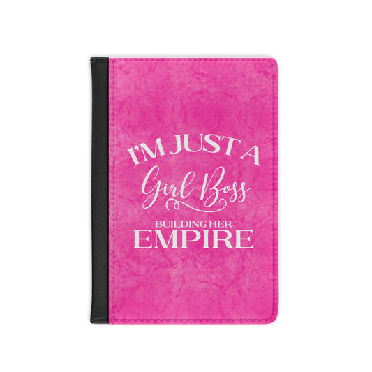 I'm Just A Girl Boss Building Her Empire White & Pink - Passport Cover Faux Leather RFID Blocking