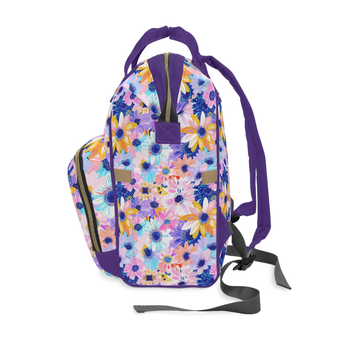 Watercolor Wonderland: Large Colorful Daisies Blooming with Radiance Multifunctional Diaper Backpack