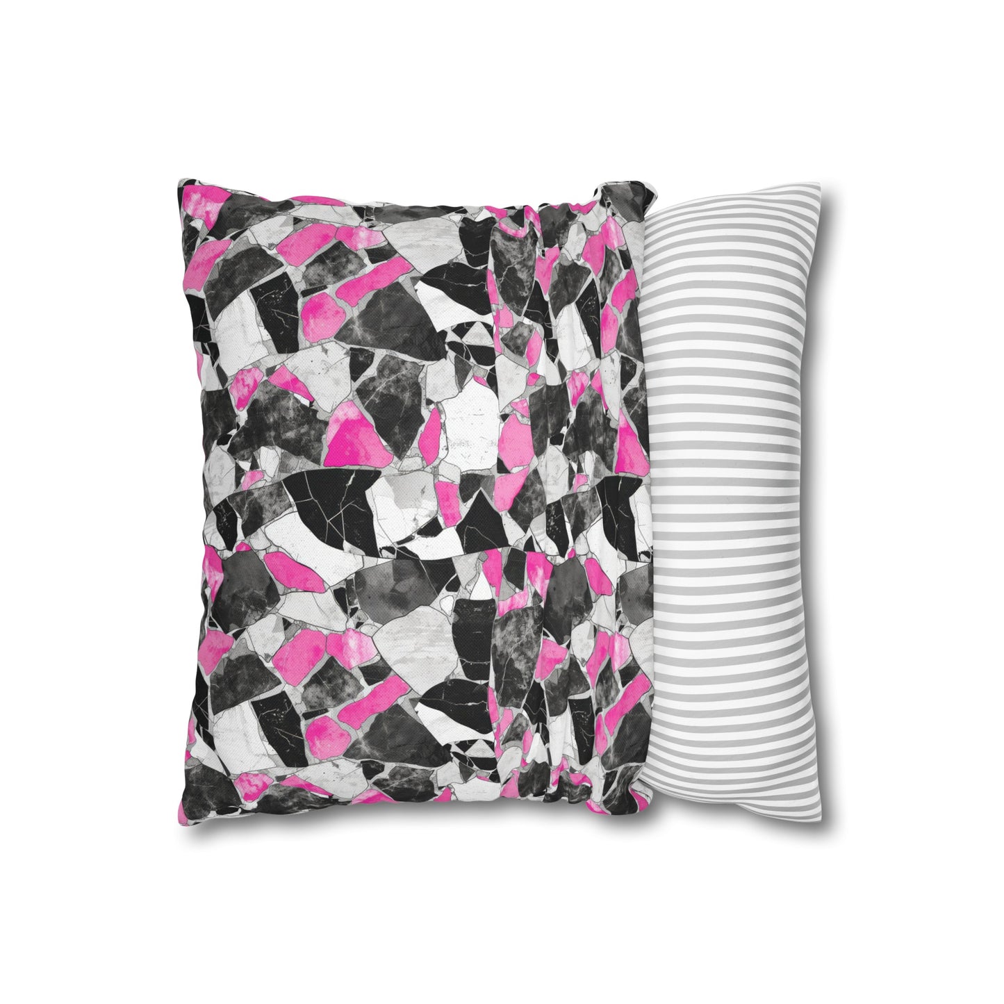 Chic Pink and Gray Mosaic Design Spun Polyester Square Pillowcase 4 Sizes