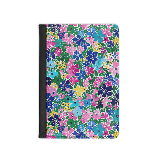 Rainbow Blooms: Vibrant Multi-color Watercolor Flowers in Full Bloom - Passport Cover Faux Leather RFID Blocking