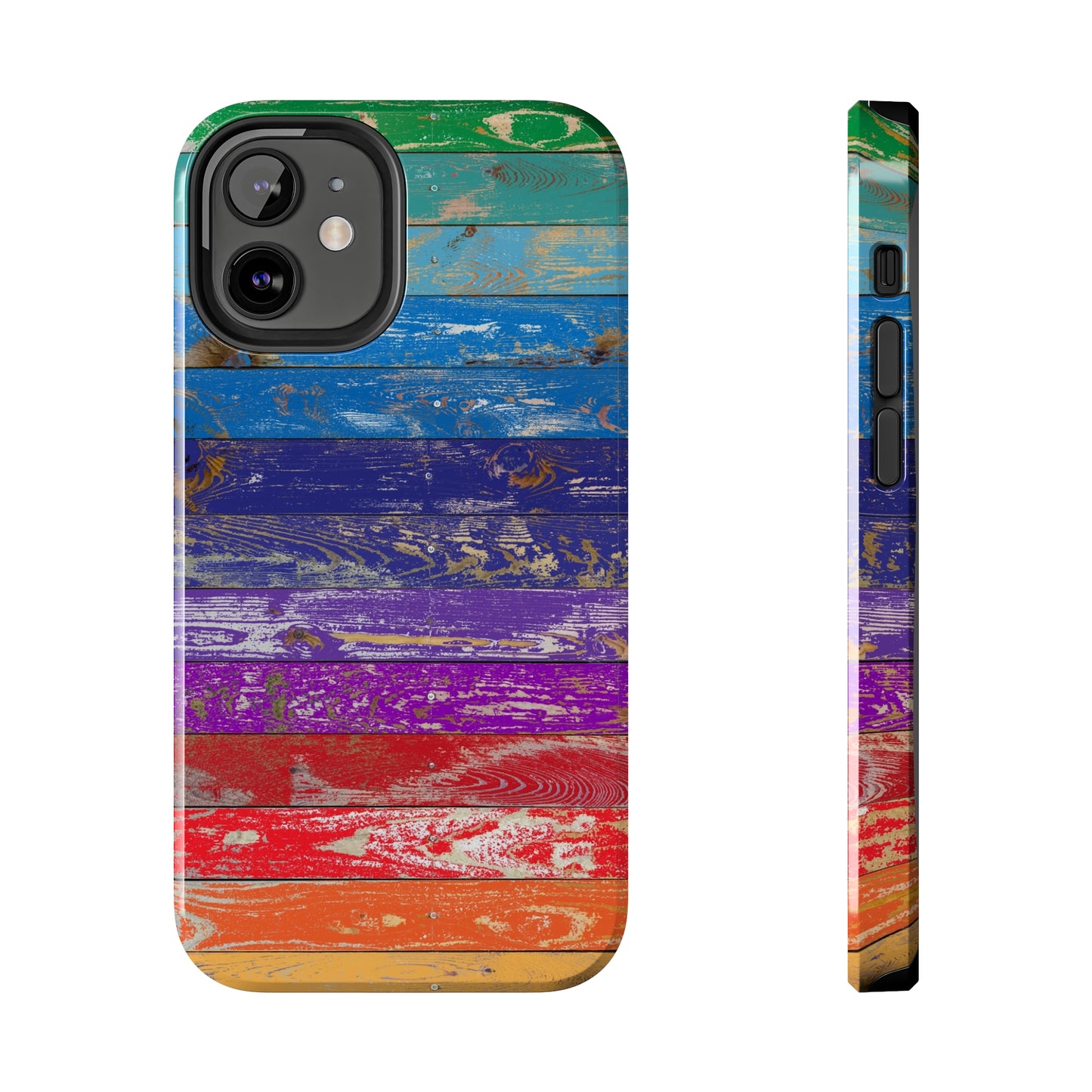 Rainbow Wood Planks Iphone Tough Phone Case