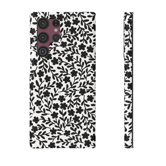 Black & White Floral Design Samsung Slim Cases