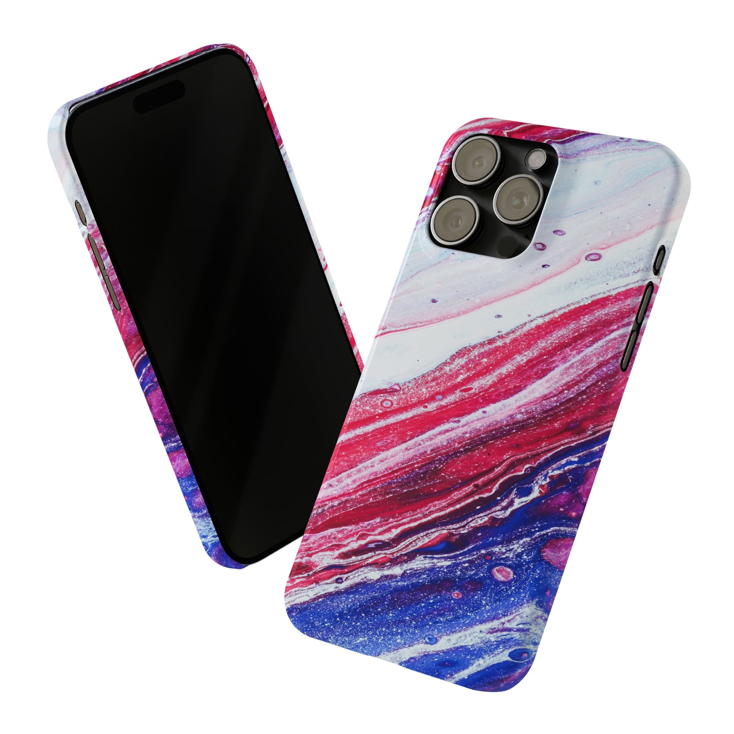 Red White and Blue Alcohol Ink Design Iphone 15-12 Slim Phone Case