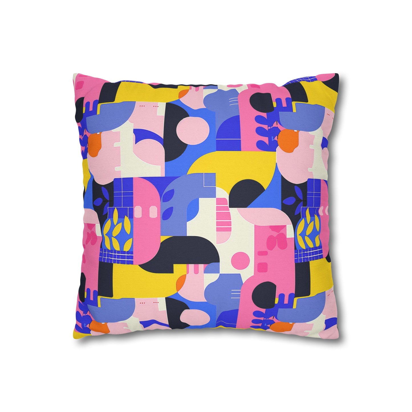 Pop Art in Vibrant Bold Geometric Colors Spun Polyester Square Pillowcase 4 Sizes