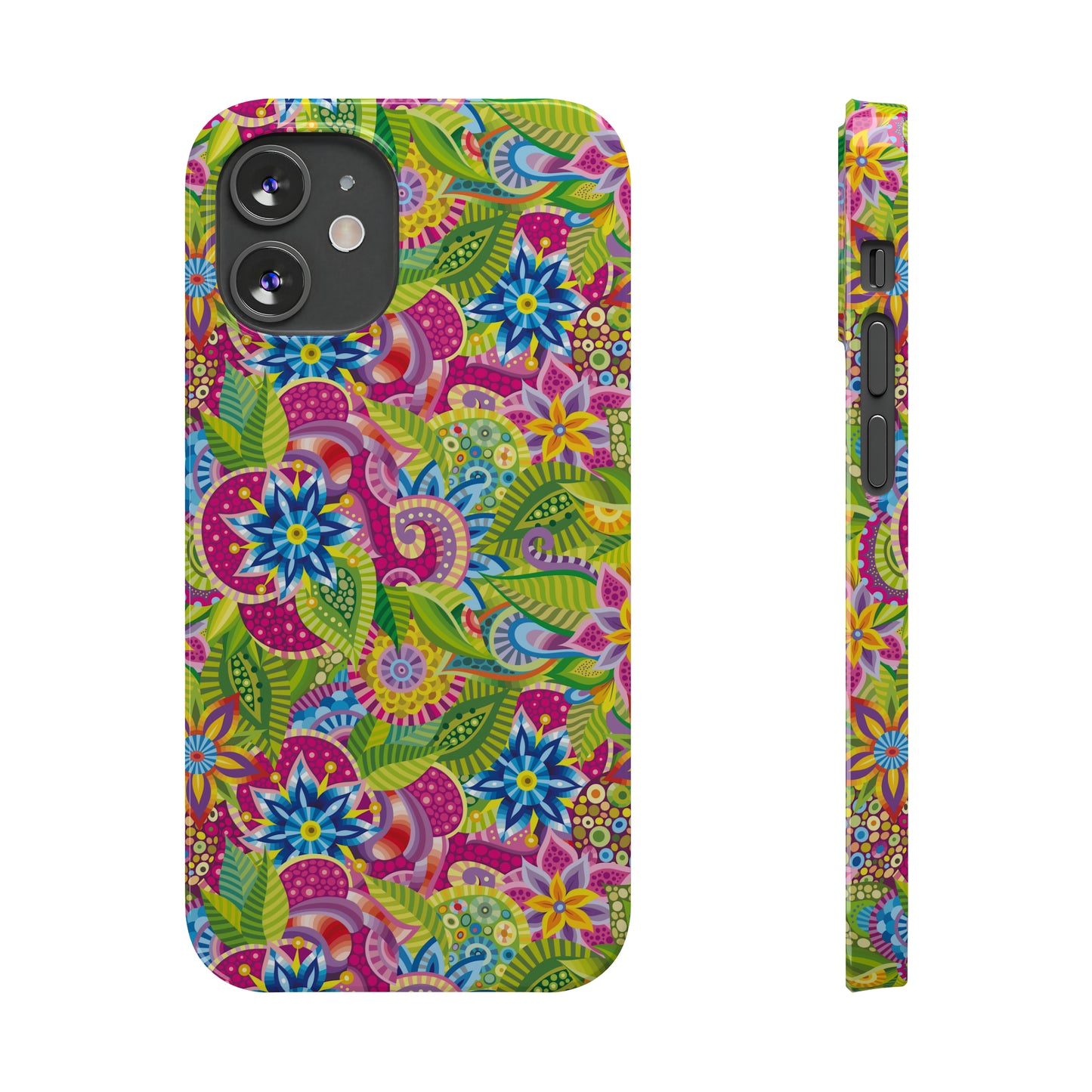 Vibrant Array of Abstract Flowers and Paisley in Rainbow Hues Iphone 15-12 Slim Phone Case