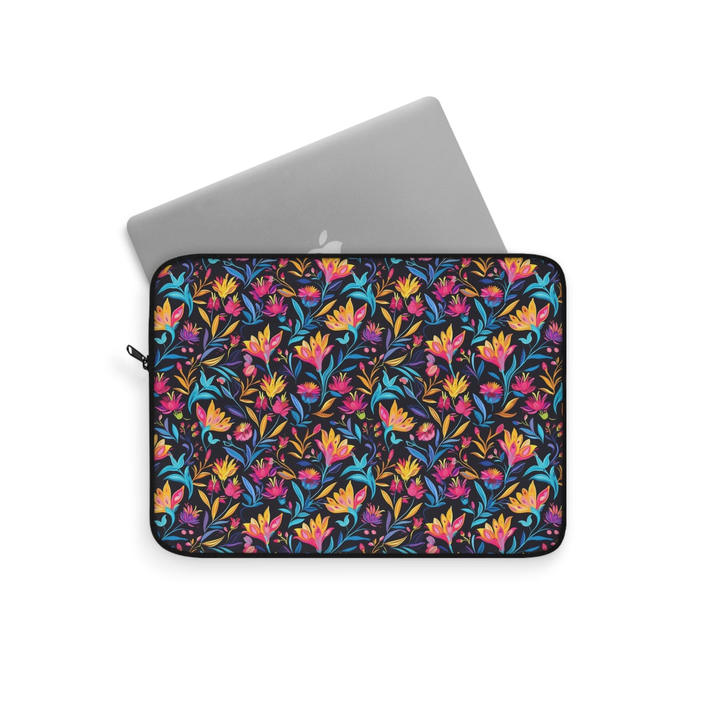 Vibrant Floral Fantasy in Midnight Garden Laptop or Ipad Protective Sleeve 3 Sizes Available