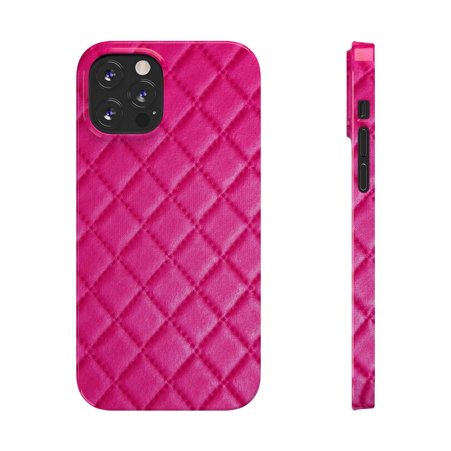 Pink Quilted Design Iphone 15-12 Slim Phone Case