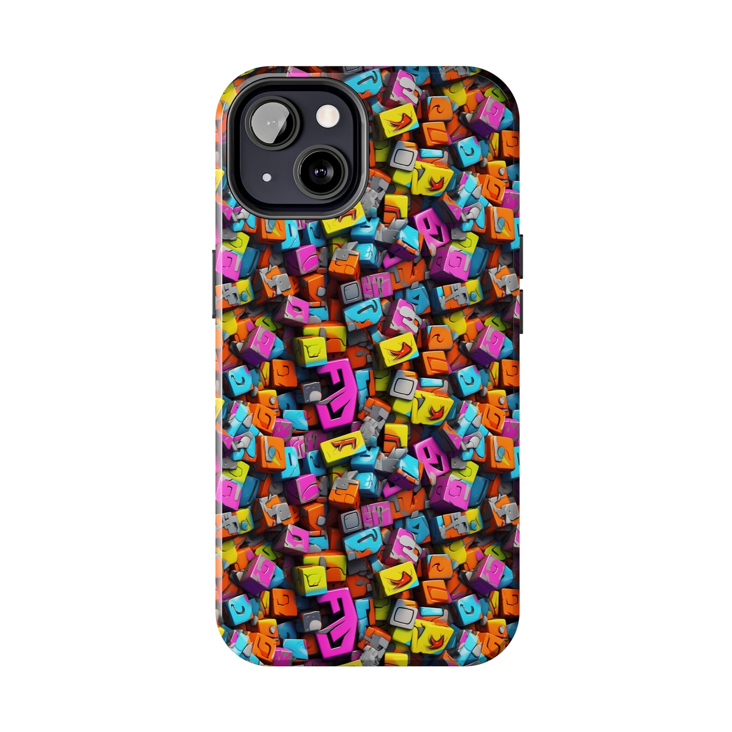 3D Abstract Colorful Block Design Iphone Tough Phone Case