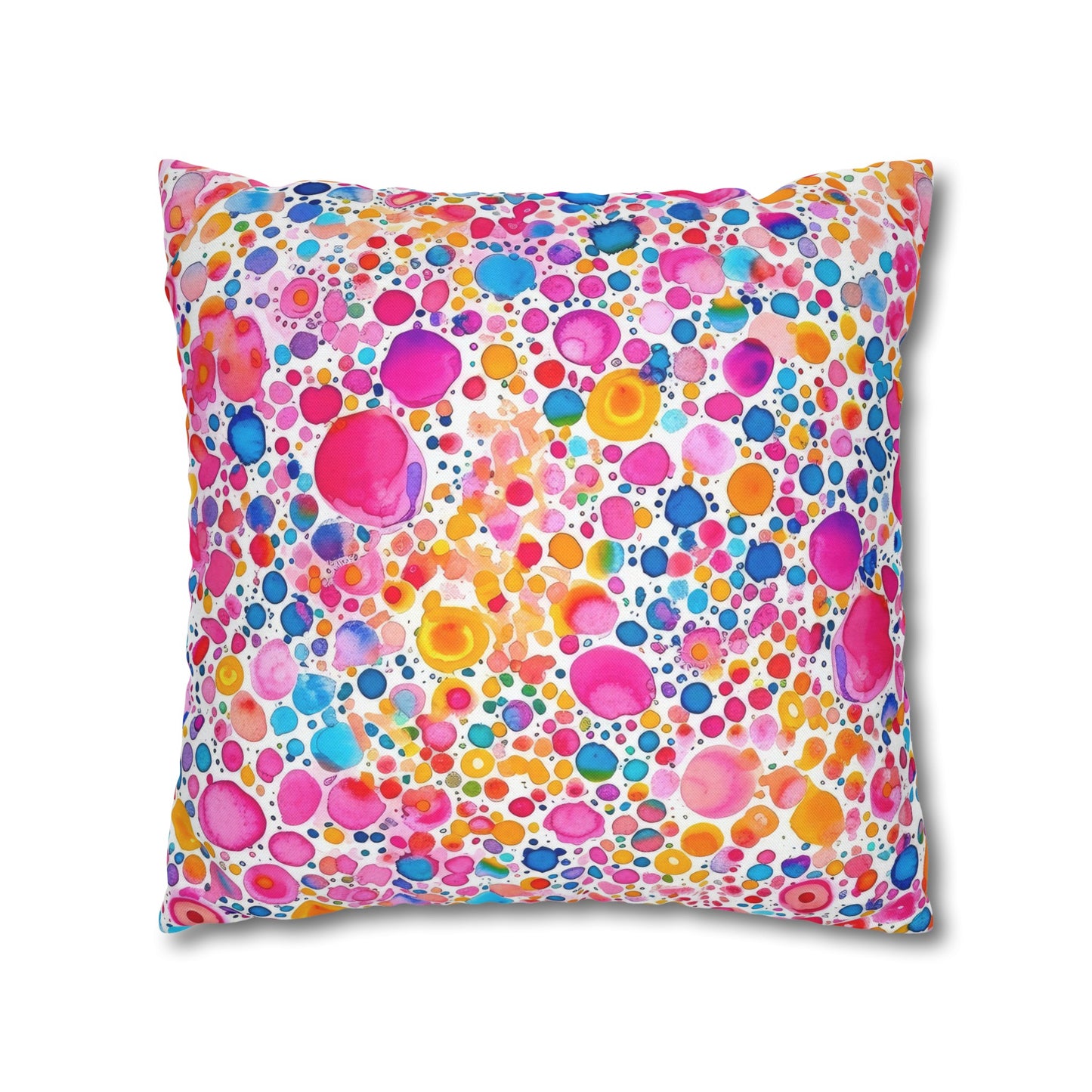 Prismatic Splatter: Rainbow Watercolor Explosion Spun Polyester Square Pillowcase 4 Sizes