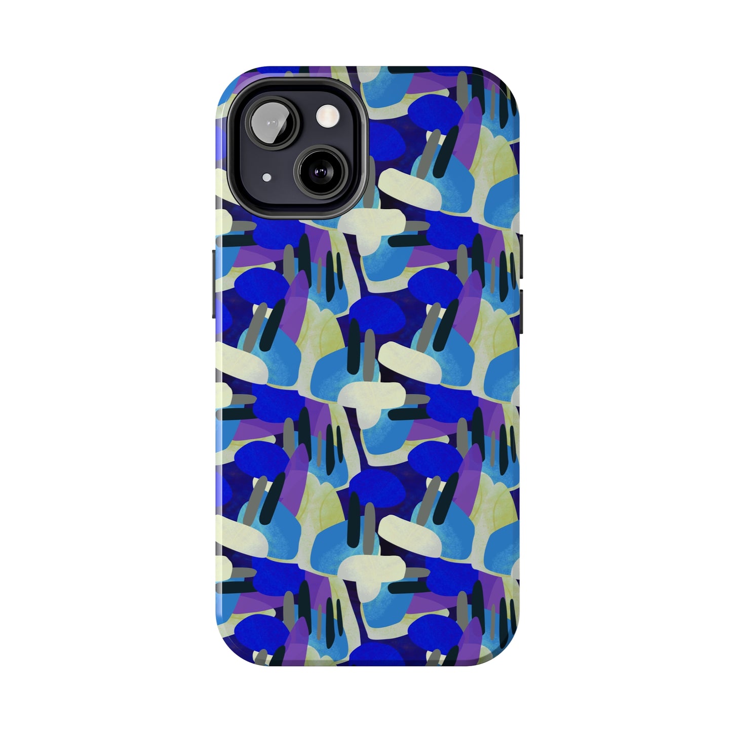 Blue, Purple and Green Abstract Design Iphone Tough Phone Case