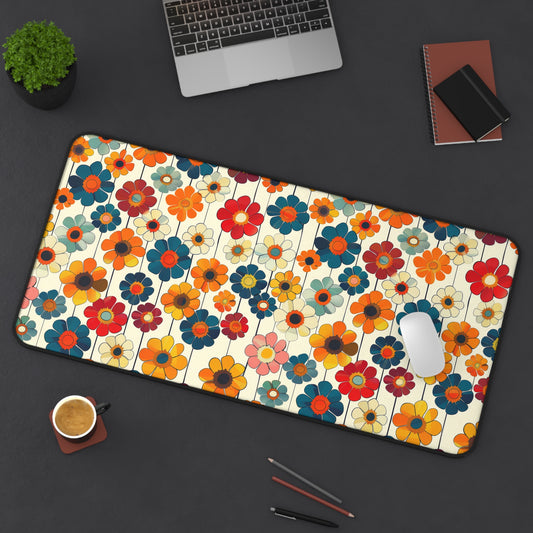 Blooming Joy Vibrant Retro Floral Pattern Extended Gaming Mouse Pad  Desk Mat  - 3 Sizes