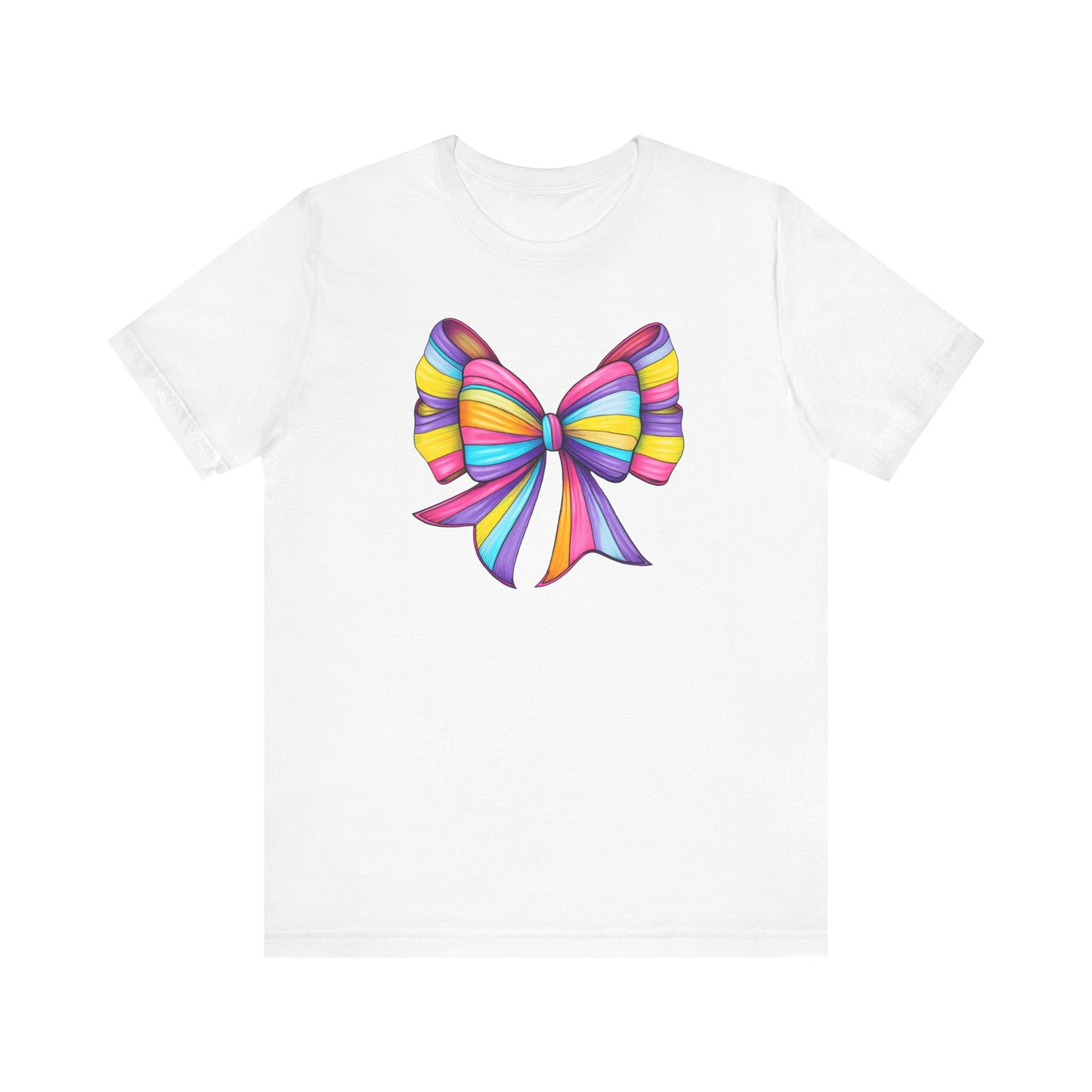 Coquette Double Rainbow Bow Stripes Jersey Short Sleeve T-shirt