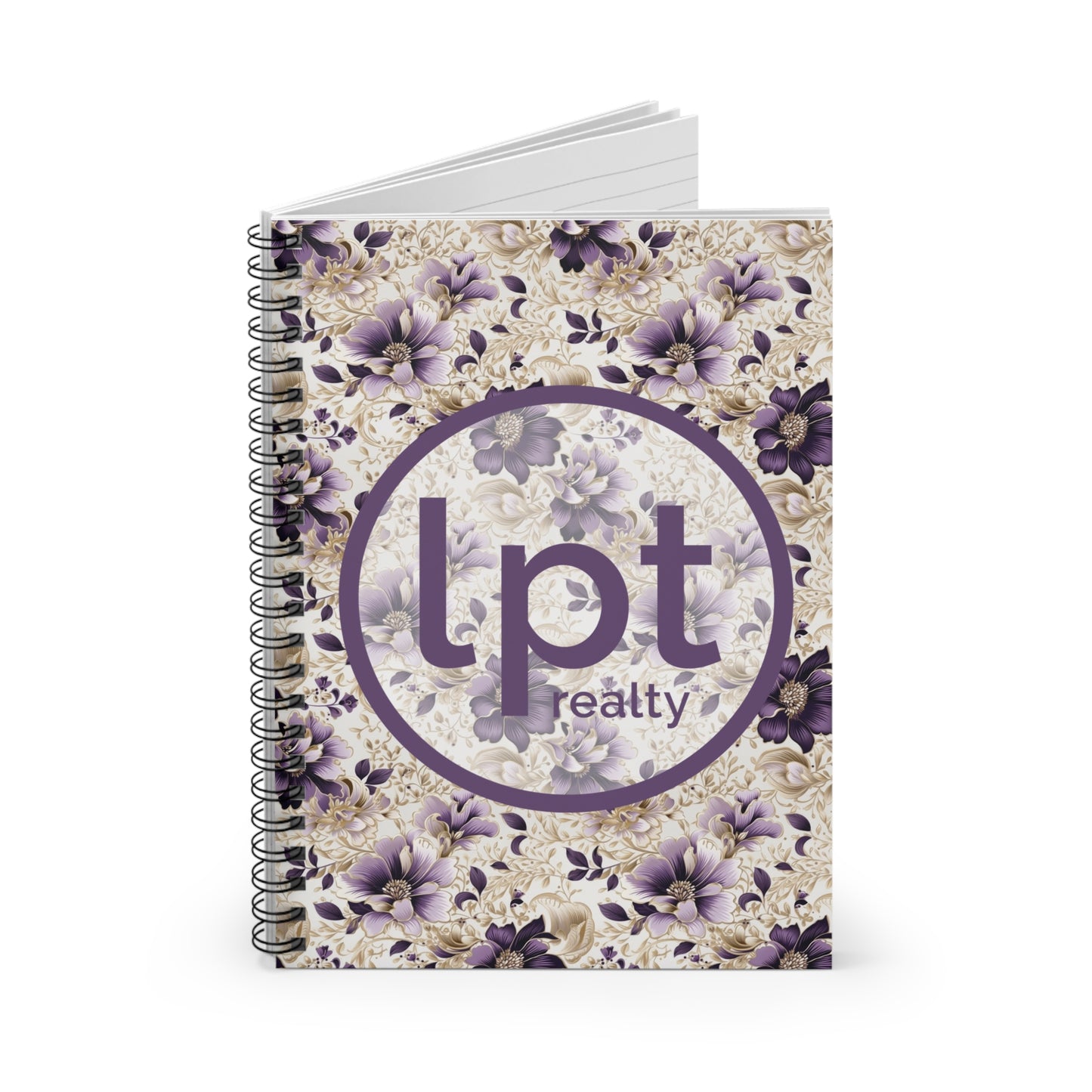 LPT Realty Logo Purple and Gold Floral Design - Spiral Notebook Ruled Line 6"x8"