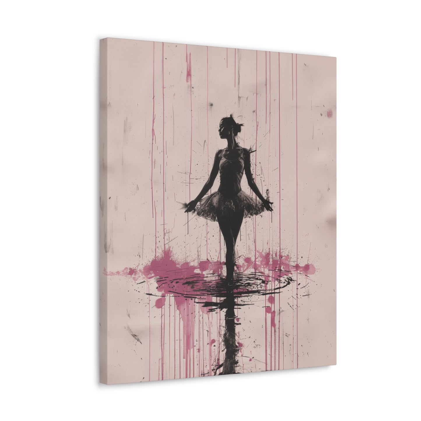 Grace in the Rain Abstract Ballerina Dancing Amidst Pink Showers Print on Canvas Gallery - 13 Sizes