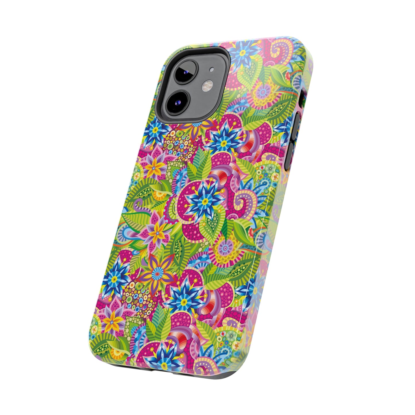 Vibrant Array of Abstract Flowers and Paisley in Rainbow Hues Iphone Tough Phone Case