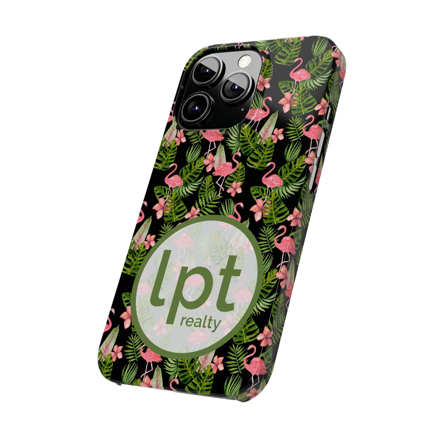 LPT Realty Logo -  Tropical Flamingos Iphone 15-12 Slim Phone Case