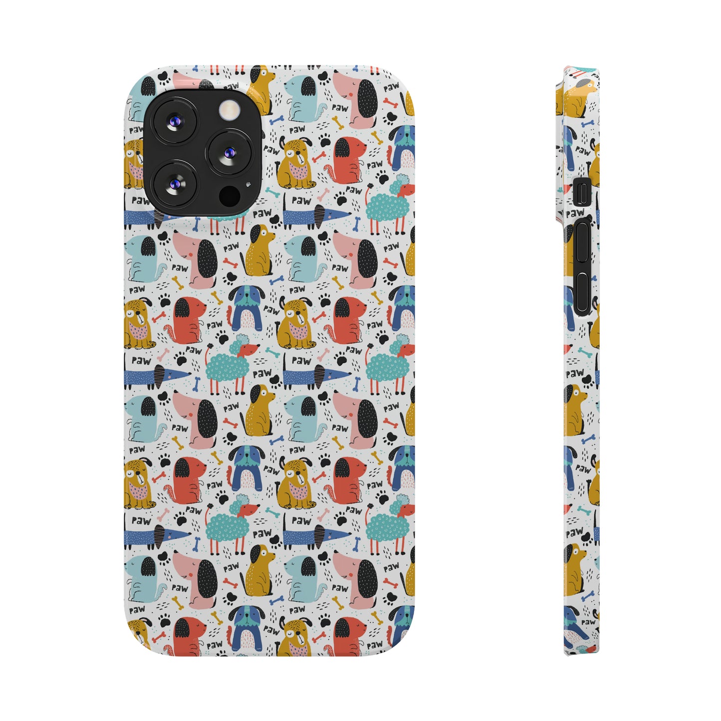 Playful Pups: Colorful Cartoon Dogs Iphone 15-12 Slim Phone Case