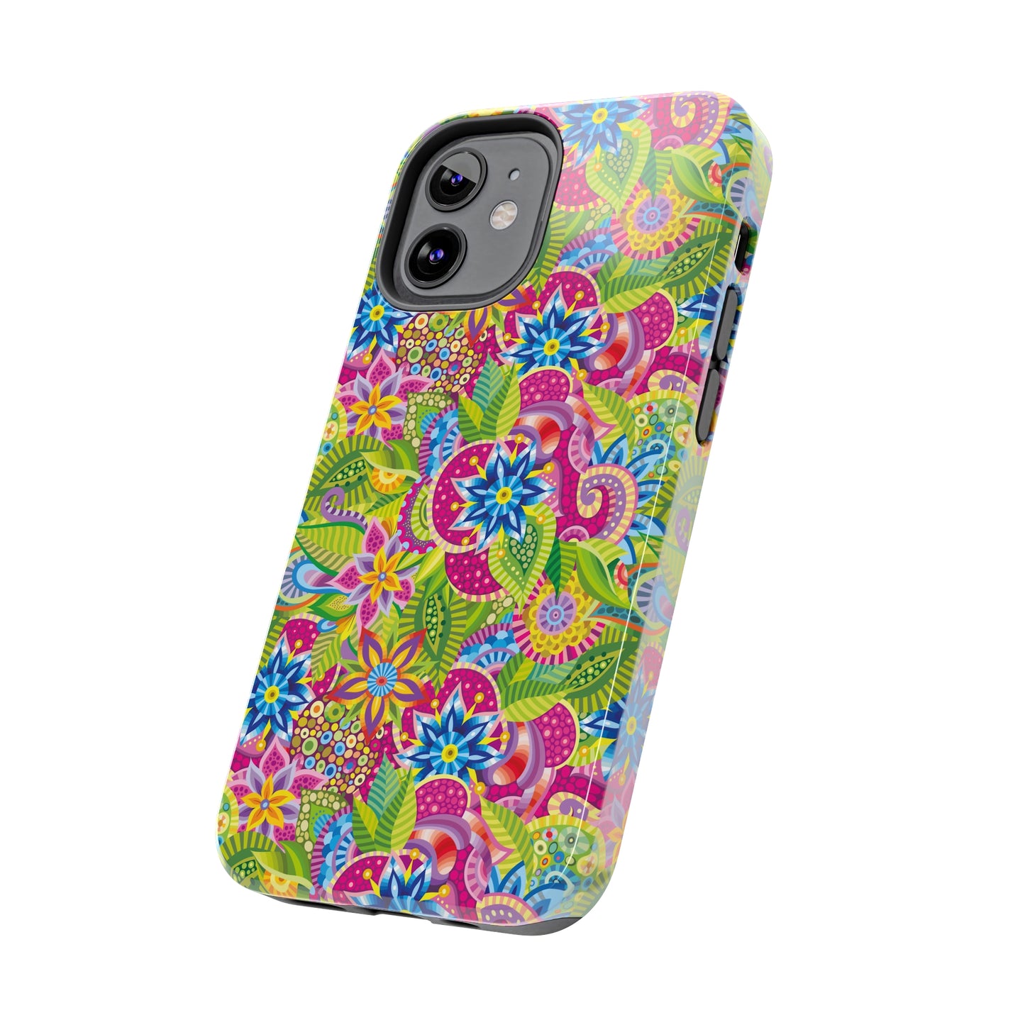 Vibrant Array of Abstract Flowers and Paisley in Rainbow Hues Iphone Tough Phone Case