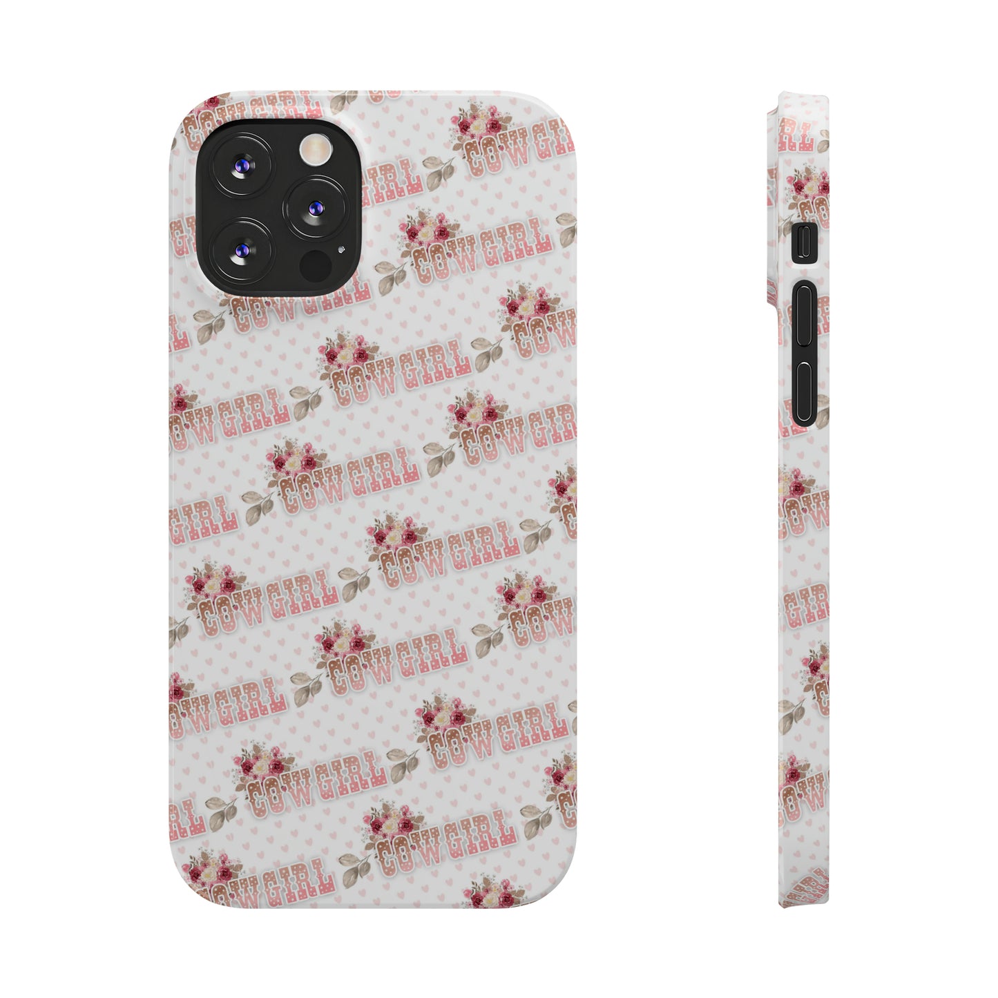 Pink Cowgirl and Flowers Iphone 15-12 Slim Phone Case