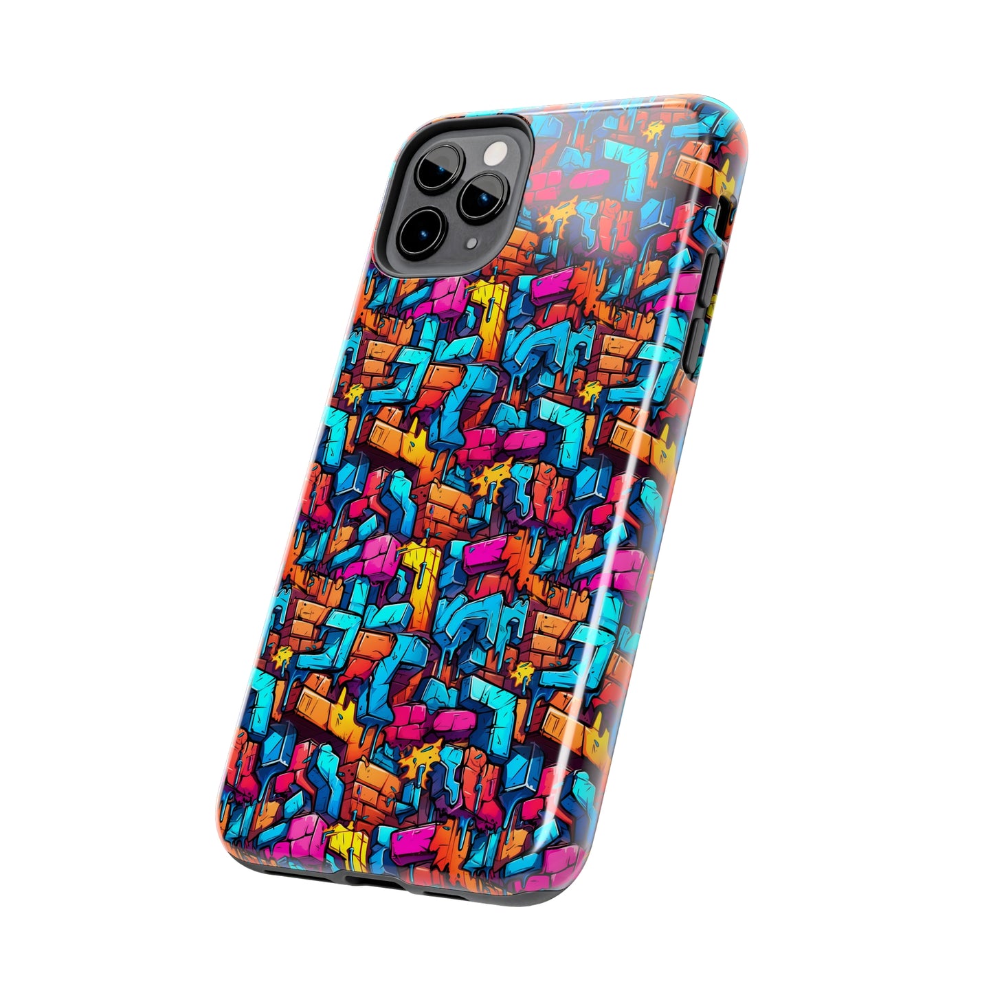 3D Rainbow Colored Graphic Blocks Design Iphone Tough Phone Case