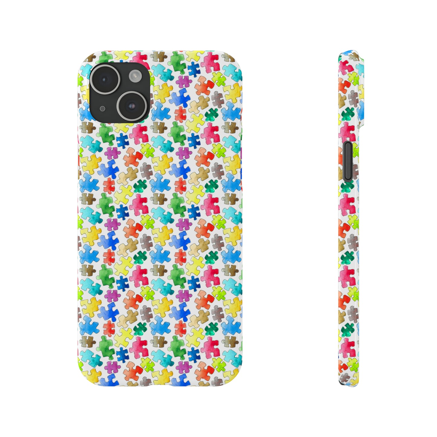 Rainbow Puzzle Pieces Iphone 15-12 Slim Phone Case