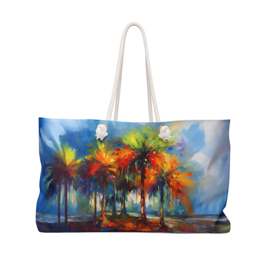 Dynamic Palmettos Abstract Depiction of South Carolina's Iconic Trees   - Weekender Oversized Canvas Tote Bag 24" × 13"