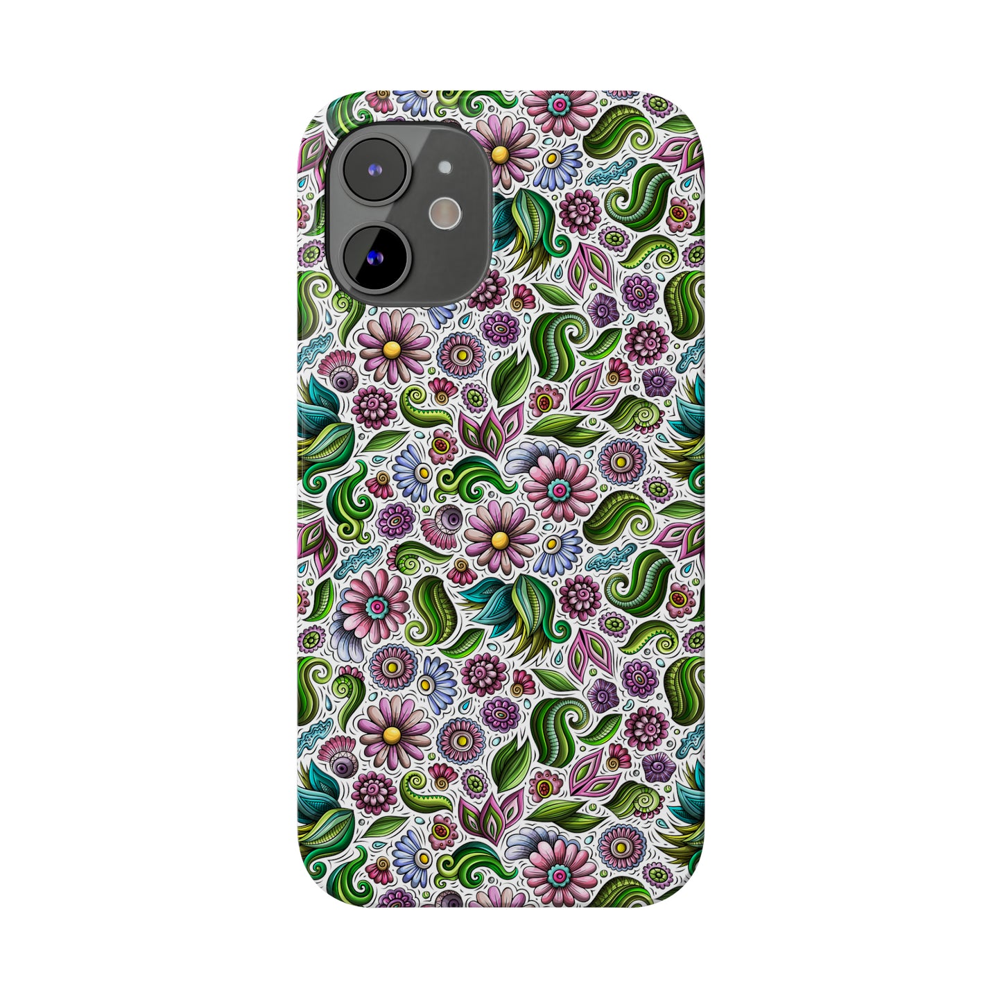 Purple & Pink Daisy Floral Print Iphone 15-12 Slim Phone Case