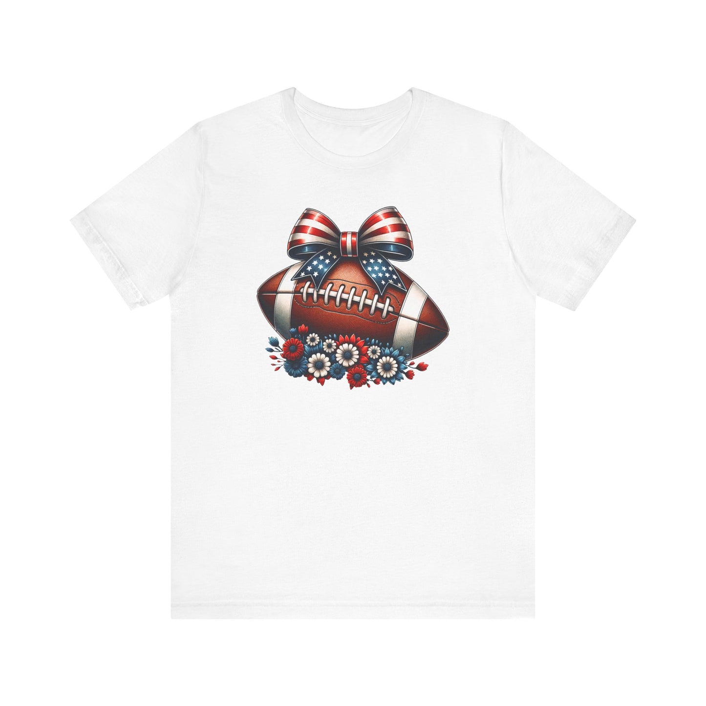 Coquette Bow Patriotic Floral Football Print Jersey Short Sleeve T-shirt